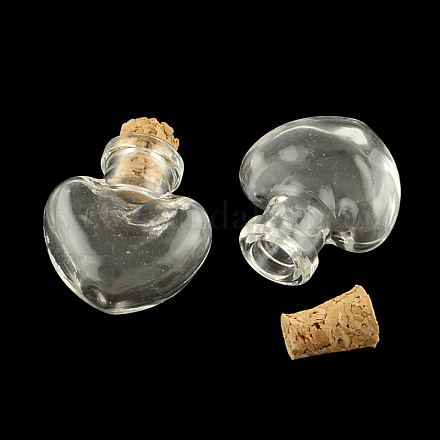 Сердце стеклянная бутылка для бортовых контейнеров X-AJEW-R045-02-1