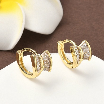 Латунные серьги-кольца из прозрачного кубического циркония EJEW-D323-02G-1