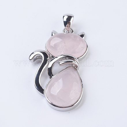 Кулоны для котят из розового кварца G-P352-B07-1