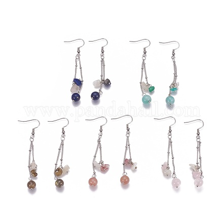 Серьги из натурального смешанного драгоценного камня EJEW-JE02993-M-1