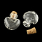 Heart Glass Bottle for Bead Containers, with Cork Stopper, Wishing Bottle, Clear, 2.5x2.2x1.1cm, Hole: 0.6cm, Bottleneck: 0.95cm in diameter, Capacity: 1ml(0.03 fl. oz)