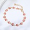 Brass Glass Link Chain Bracelets for Women, Butterfly, 7-1/8 inch(18cm)