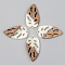 Opaque Resin & Walnut Wood Pendants, Leaf, Floral White, 38x20x3mm, Hole: 2mm