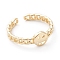 Brass Cuff Rings, Open Rings, Long-Lasting Plated, Smiling Face, Curb Chain Shape, Real 18K Gold Plated, US Size 8, Inner Diameter: 18mm