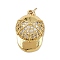 Brass Micro Pave Cubic Zirconia Pendants, Real 18K Gold Plated, Cadmium Free & Lead Free, Rack Plating, Long-Lasting Plated, with Jump Ring, Hat, 23x15x9mm, Hole: 3.5mm