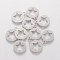 Non-Tarnish 201 Stainless Steel Pentacle Charms, Flat Round with Star, Stainless Steel Color, 14x12x1.2mm, Hole: 1.5mm