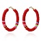 Bohemia Style Colorful Clay Beads Hoop Earrings, Ring