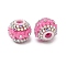 Opaque Acrylic Rhinestone Beads, Round with Flower, with Resin and Iron Chains & Imitation Pearls, Deep Pink, 20x18mm, Hole: 3mm