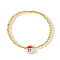 Christmas Brass Beaded Stretch Bracelets, Golden, Santa Claus, 6-7/8 inch(17.5cm)