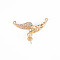 Brass Micro Pave Clear Cubic Zirconia Peg Bails Links Connectors, for Half Drilled Bead, Nickel Free, Teardrop, Real 18K Gold Plated, 16x21x3.5mm, Hole: 0.8mm, Pin: 0.8mm