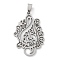 201 Stainless Steel Pendants, Musical Note with Flower Charm, Laser Cut, Anti-Tarnish, Stainless Steel Color, 44x29x1.5mm, Hole: 7.5x4.5mm