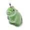 Flocky Resin Pendants, Dinosaur, with Platinum Iron Loop, Green, 22~24x11x12~13mm, Hole: 1.8~2mm
