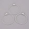 304 Stainless Steel Pendants, Hoop Earring Findings, Ring, Silver, 49x45x1.8mm, 21 Gauge, Hole: 1mm, Inner Size: 42.5x44mm, Pin: 0.7mm