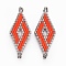 MIYUKI & TOHO Handmade Japanese Seed Beads Links, Loom Pattern, Rhombus, Tomato, 40.7~42x16.4~17x1.7~1.9mm, Hole: 1.2~1.4mm