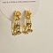 Retro Flower Brass & Imitation Pearl Hoop Earrings for Womenes, Golden