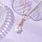 Shell Pearl 8mm Round Beaded Paw Print Pendant Necklaces, Brass Cable Chain Necklaces for Women, Golden, White, 15.75 inch(40cm) pendant: 18.5x13x8.5mm