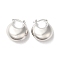 Brass Flat Round Thick Hoop Earrings for Women, Platinum, 23x20x10mm, Pin: 0.8~1mm