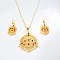 Elegant Fashion Teardrop & Flower Brass Necklace & Earrings Sets for Women, Real 18K Gold Plated