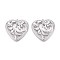 304 Stainless Steel Hollow Flower Heart Pendants, Non-Tarnish, Stainless Steel Color, 36.5x36.5x3mm, Hole: 1.8mm