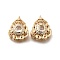 Brass Glass Beads, Cadmium Free & Nickel Free & Lead Free, Real 18K Gold Plated, Flower, Clear, 15x13x6mm, Hole: 1.5mm