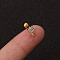 316L Surgical Stainless Steel Micro Pave Clear Cubic Zirconia Cartilage Earrings, Golden, Letter F, 6mm, Pin: 1.2mm