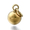 304 Stainless Steel Pendants, Ion Plating(IP), Round Charms, Real 14K Gold Plated, 7x5mm, Hole: 2.5mm