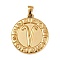 304 Stainless Steel Pendants, Ion Plating(IP), Flat Round with Constellation, Golden, Aries, 28x25x2.5mm, Hole: 4.5x3.5mm