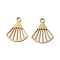 304 Stainless Steel Pendants, Fan Charm, Real 18K Gold Plated, 17x14.5x1mm, Hole: 1.8mm