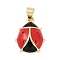 Brass Pendants, Cadmium Free & Lead Free, with Enamel, Ladybug Charms, Real 18K Gold Plated, 18x14x5mm, Hole: 4x3.3mm