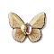 Transparent Epoxy Resin Cabochons, Butterfly, with Gold Foil & Rhinestone & ABS Imitation Pearl & Magnet & Paper Card, BurlyWood, 32x39.5x11mm