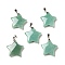 Natural Green Aventurine Pendants, with Platinum Tone Brass Findings, Star Charm, 29x30x8mm, Hole: 6x4mm