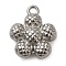 304 Stainless Steel Pendants, Flower Charm, Stainless Steel Color, 18x16x7mm, Hole: 2mm