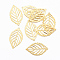 201 Stainless Steel Pendants, Leaf, Golden, 23.5x14x0.3mm, Hole: 1mm