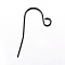 304 Stainless Steel Earring Hooks, with Horizontal Loop, Electrophoresis Black, 23x13mm, Hole: 2.5mm, 21 Gauge, Pin: 0.7mm