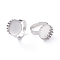 Adjustable 304 Stainless Steel Finger Rings Components, Pad Ring Base Findings, Flat Round, Stainless Steel Color, Tray: 15mm, US Size 9(18.9mm)