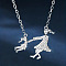 Alloy Full Crystal Rhinestone Mother and Daughter Pendant Necklaces, for Mother's Day, Platinum, 470~490mm