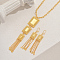 Vintage Middle Eastern Iron Rectangle with Rose Pendant Necklaces & Earrings Sets for Weddings and Events, Golden