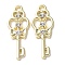 Eco-Friendly Alloy Pendants, with Glass, Heart with Key, Golden, Clear, 25.5x10x2.5mm, Hole: 1.8mm