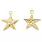 Ion Plating(IP) 201 Stainless Steel Pendants, Starfish, Real 18K Gold Plated, 23x20x2.5mm, Hole: 2mm