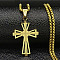 201 Stainless Steel Pendant Necklaces, Hollow Cross, Golden, 23.54 inch(59.8cm)