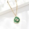 304 Stainless Steel Micro Pave Cubic Zirconia constellation Pendant Necklaces, with Synthetic Malachite, Golden, Capricorn, 17.72 inch(45cm) long+50mm extender