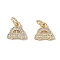 Brass Micro Pave Clear Cubic Zirconia Pendants, Cadmium Free & Nickel Free & Lead Free, Car, with Jump Ring, Real 18K Gold Plated, 9.5x10x1.5mm, Hole: 5.5mm