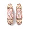 Handmade Indonesia Beads, with Iron, Resin and Glass, Long Oval with Flower, Pearl Pink, 60x20mm, Hole: 4.8mm