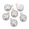 Non-Tarnish 304 Stainless Steel Charms, Flat Round with Earth, Stainless Steel Color, 18.5x14.8x3.8mm, Hole: 2mm