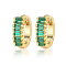Cubic Zirconia Hoop Earrings, 925 Sterling Silver Earrings for Women, with S925 Stamp, Real 18K Gold Plated, Medium Sea Green, 10x3mm
