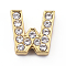 Alloy Slide Charms, with Crystal Rhinestone, Letter, Letter.W, W: 12x12x4.2mm, Hole: 2x8mm