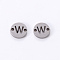 Tarnish Resistant 201 Stainless Steel Links, Laser Cut, Flat Round with Letter, Letter.W, 6x6x1mm, Hole: 0.8mm