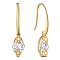925 Sterling Silver Earring, with Grade AAA Cubic Zirconia, Rhombus, Real 24K Gold Plated, 32mm