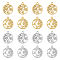 16Pcs 4 Style 304 Stainless Steel Textured Pendants, Hollow, Flat Round with Butterfly & Flower, Mixed Color, 20x17.5x2mm, Hole: 1.4mm, 4pcs/style