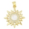 Rack Plating Brass Micro Pave Clear Cubic Zirconia Pendants, with ABS Plastic Pearl and Enamel, Long-Lasting Plated, Cadmium Free & Lead Free, Real 18K Gold Plated, Sun, 25.5x22.5x3mm, Hole: 4.5x3.5mm